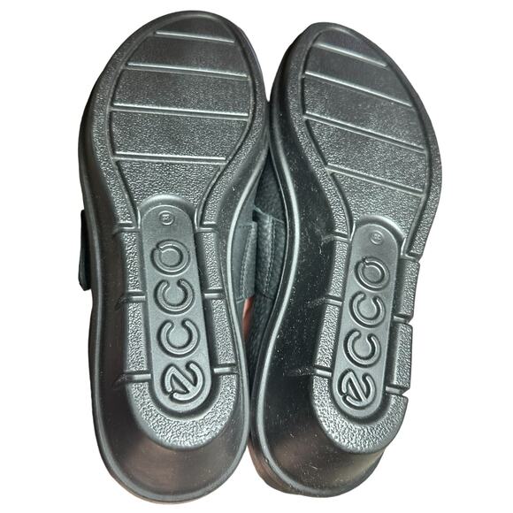Ecco Skyler Mary Jane Black Leather Wedges Size 38 US 7 comfort hook and loop - Picture 11 of 13